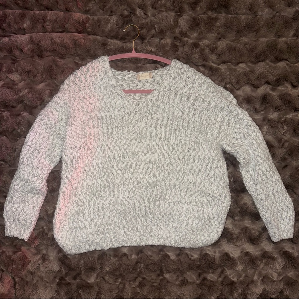 Altar'd State White Crew Neck Sweater with Chunky Knit